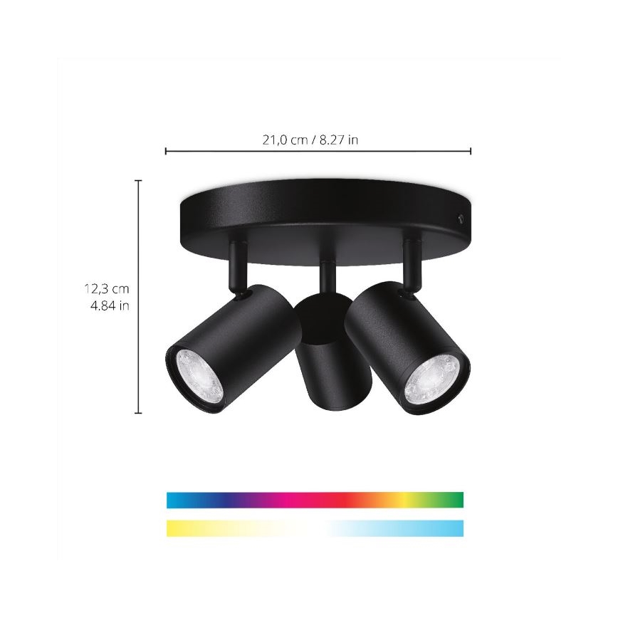 WiZ - LED RGBW Stmievateľné bodové svietidlo IMAGEO 3xGU10/4,9W/230V 2200-6500K Wi-Fi CRI 90 čierna