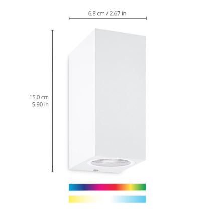 WiZ - LED RGBW Stmievateľné nástenné svietidlo UP&DOWN 2xGU10/4,7W/230V 2200-6500K Wi-Fi CRI 90 biela
