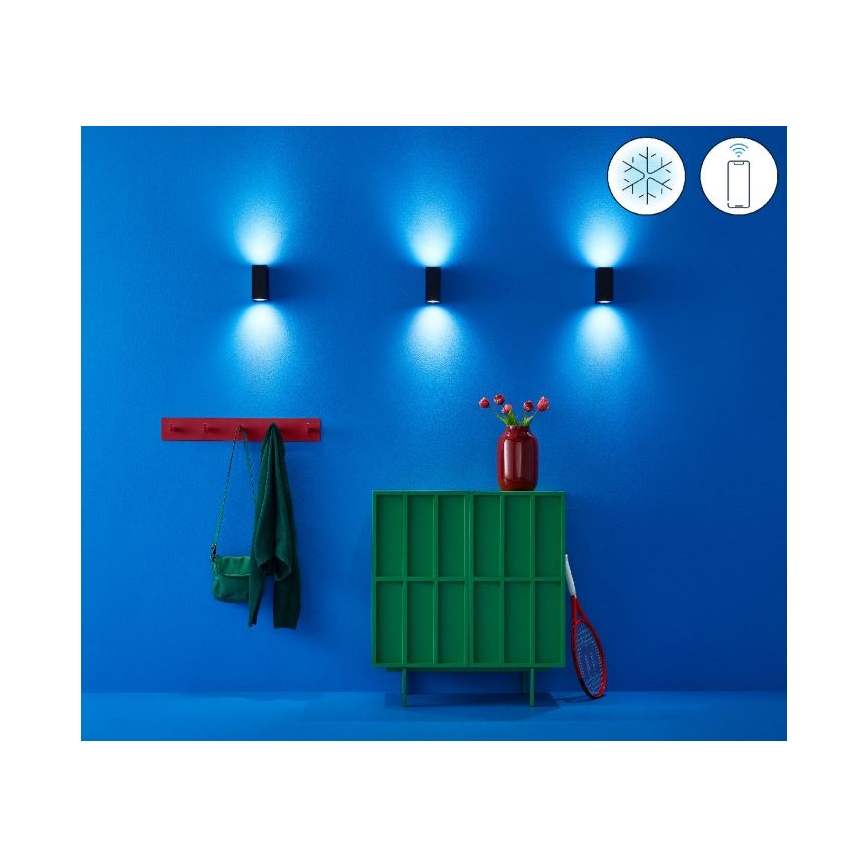 WiZ -LED RGBW Stmievateľné nástenné svietidlo UP&DOWN 2xGU10/4,7W/230V 2200-6500K Wi-Fi CRI 90 čierna