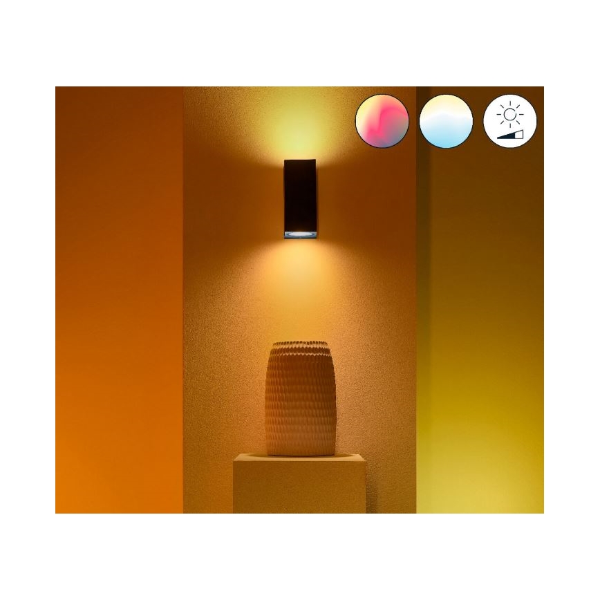 WiZ -LED RGBW Stmievateľné nástenné svietidlo UP&DOWN 2xGU10/4,7W/230V 2200-6500K Wi-Fi CRI 90 čierna