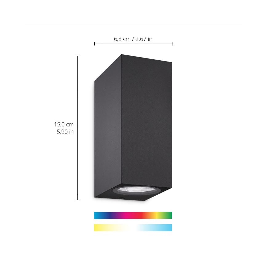 WiZ -LED RGBW Stmievateľné nástenné svietidlo UP&DOWN 2xGU10/4,7W/230V 2200-6500K Wi-Fi CRI 90 čierna
