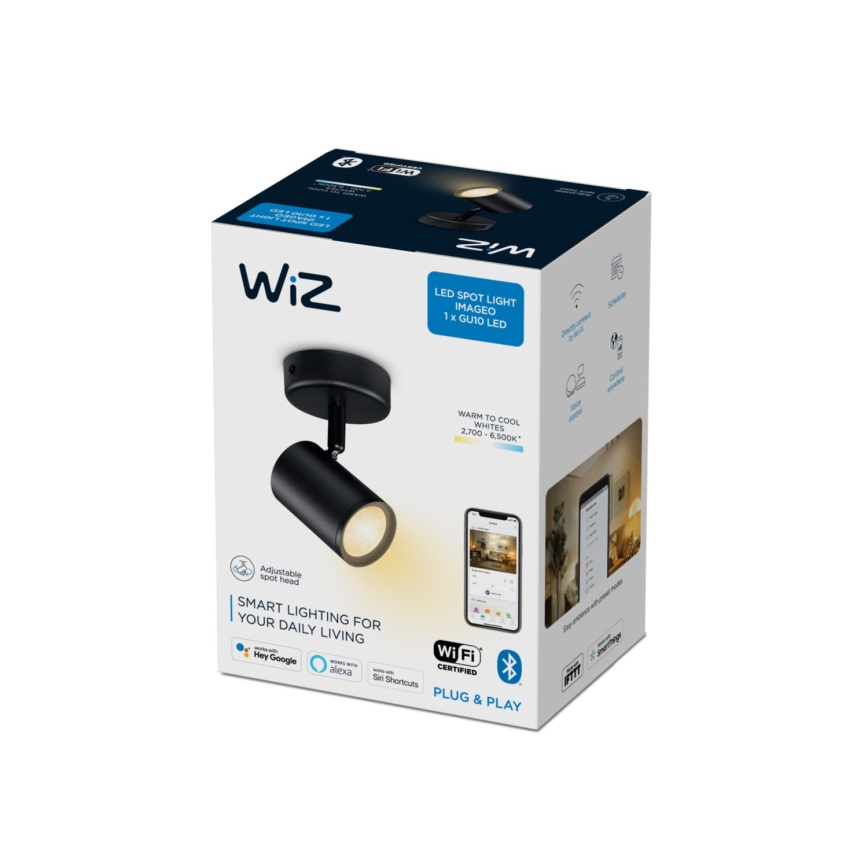 WiZ - LED Stmievateľné bodové svietidlo IMAGEO 1xGU10/4,9W/230V 2700-6500K CRI 90 Wi-Fi čierna