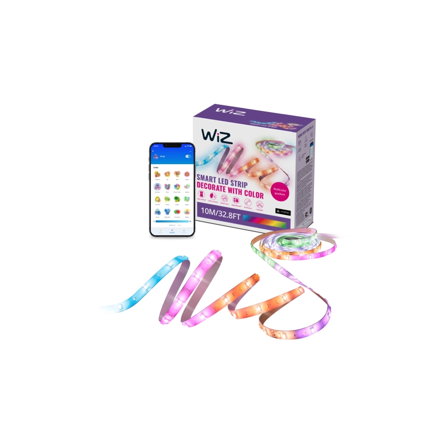 WiZ - RGBIC LED stmievateľný pásik 10 m, 21 W, 230 V, 2700–6500 K, Wi‑Fi
