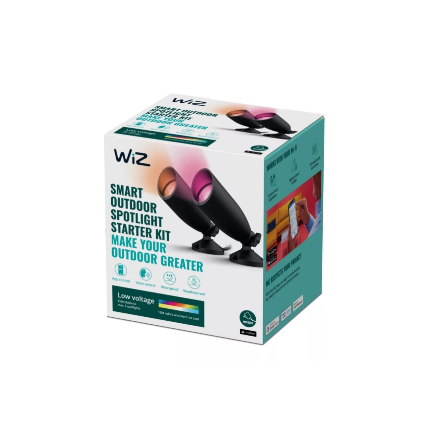 WiZ - SADA 2x LED RGBW Stmievateľné vonkajšie svietidlo SPOT LED/10W/230V 2700-5000K IP65 Wi-Fi