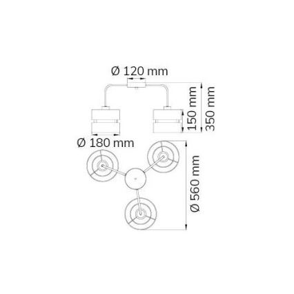 Wofi 11253 - Luster na tyči BELLE 3xE27/42W/230V