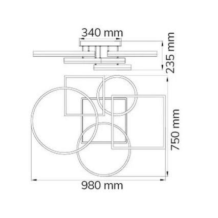 Wofi 11981 - LED Stmievateľný prisadený luster VAASA LED/80W/230V