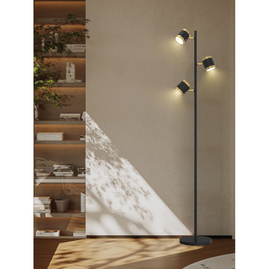 Wofi 3003-304S - LED stmievateľná stojacia lampa TOULOUSE 3xLED/7W/230V čierna/zlatá