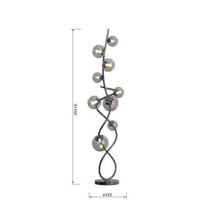 Wofi 3014-905 - LED Stojacia lampa NANCY 9xG9/3,5W/230V čierny chróm