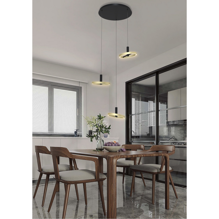 Wofi 5016-304 - LED Stmievateľný luster na lanku BREST LED/26W/230V čierna/zlatá