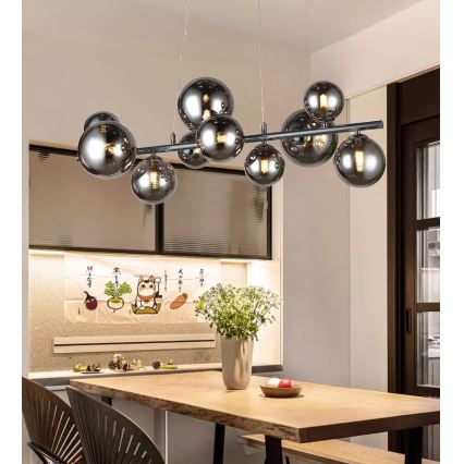 Wofi 6014.10.24.9000 - LED Luster na lanku VILLA 10xG9/3W/230V čierna/lesklý chróm
