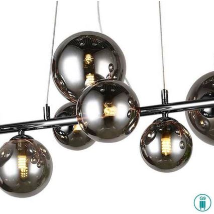 Wofi 6014.10.24.9000 - LED Luster na lanku VILLA 10xG9/3W/230V čierna/lesklý chróm