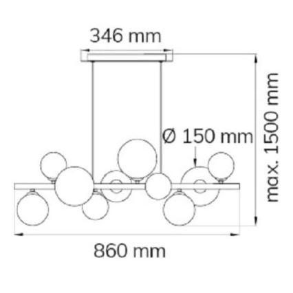 Wofi 6014.10.24.9000 - LED Luster na lanku VILLA 10xG9/3W/230V čierna/lesklý chróm