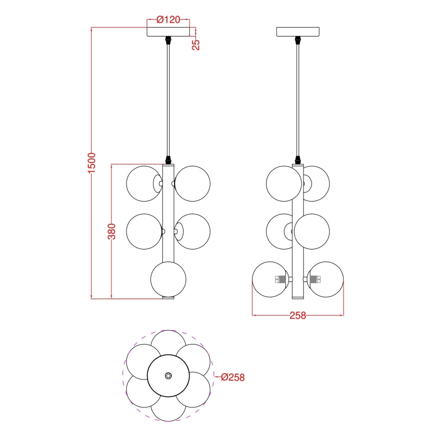 Wofi 6014-601W - LED Luster na lanku VILLA 6xG9/3W/230V zlatá