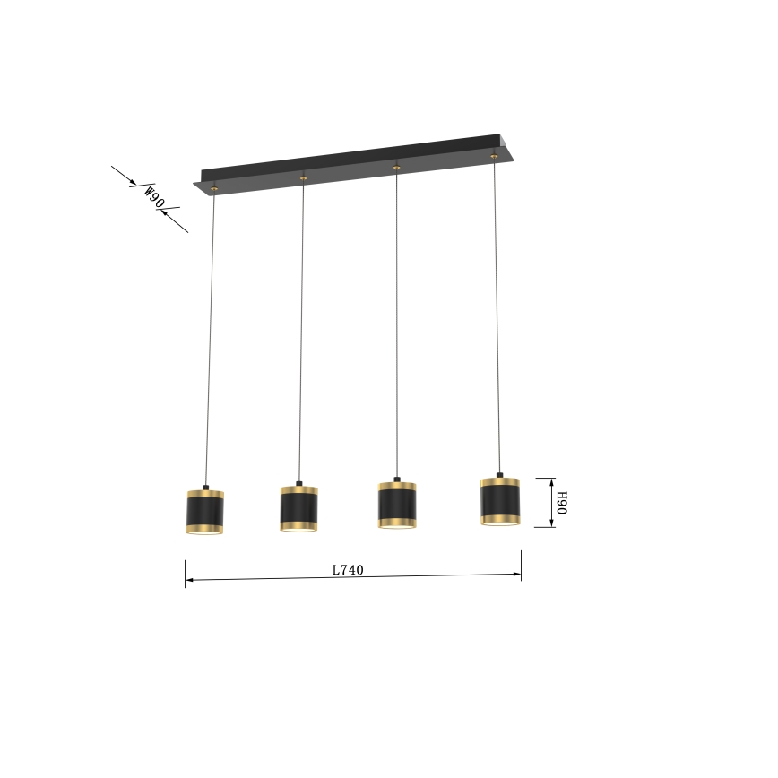Wofi 7003-404 - LED Stmievateľný luster na lanku TOULOUSE LED/34W/230V čierna/zlatá