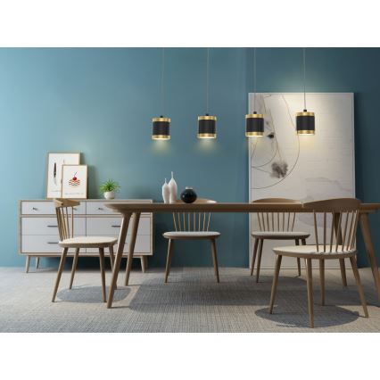 Wofi 7003-404 - LED Stmievateľný luster na lanku TOULOUSE 4xLED/8,5W/230V čierna/zlatá