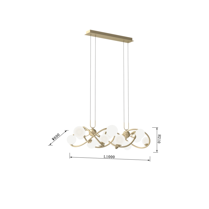 Wofi 7014-1401 - LED Luster na lanku NANCY 14xG9/3,5W/230V zlatá/biela