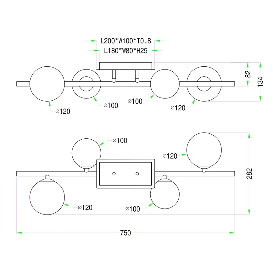 Wofi 7014-401W - LED Prisadený luster VILLA 4xG9/3W/230V zlatá