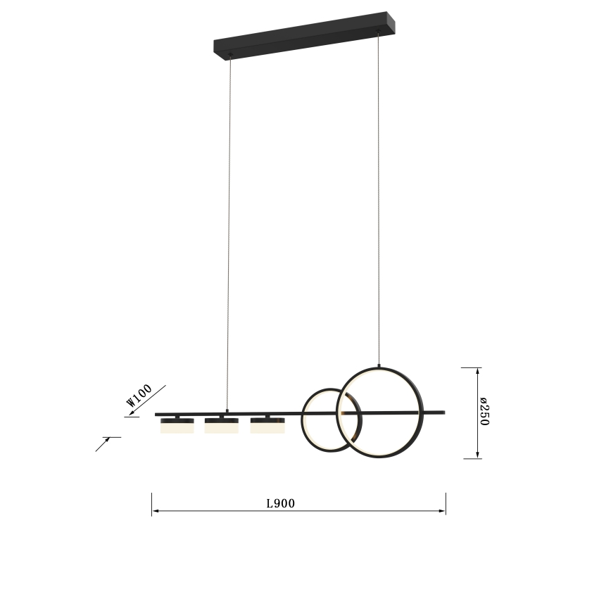 Wofi 7030-502 - LED Stmievateľný luster na lanku MESSINA LED/40W/230V čierna