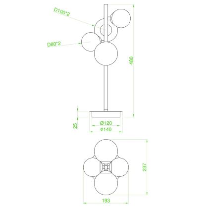 Wofi 8014.04.24.9000 - LED Stolná lampa VILLA 4xG9/3W/230V čierna