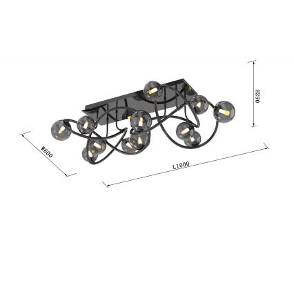 Wofi 9014-1205 - LED Prisadený luster NANCY 12xG9/3,5W/230V čierna/lesklý chróm