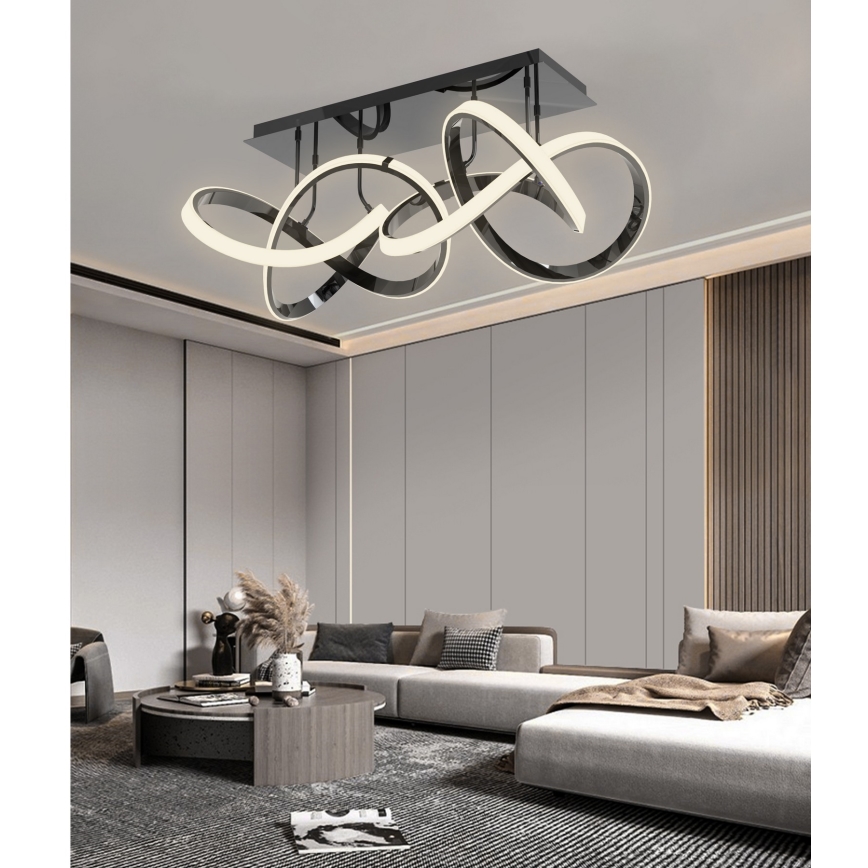 Wofi 9134-205 - LED Stmievateľný prisadený luster INDIGO LED/64W/230V čierna/lesklý chróm