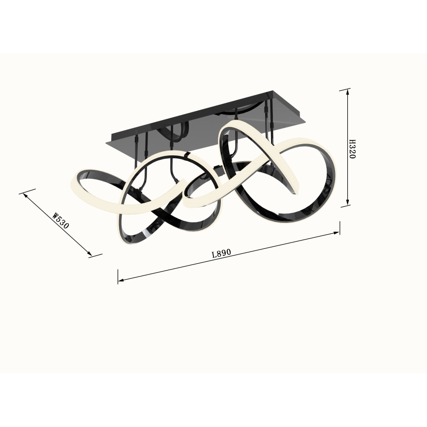 Wofi 9134-205 - LED Stmievateľný prisadený luster INDIGO LED/64W/230V čierna/lesklý chróm