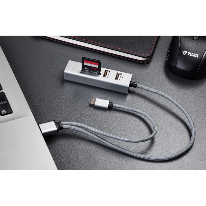 Yenkee - USB Rozbočovač 2.0 a OTG a čítačka kariet
