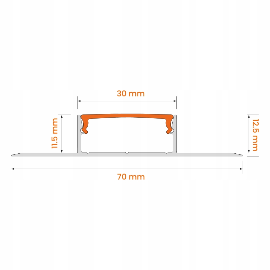 Zabudovateľný profil pre LED pásy 1 m strieborná/biela
