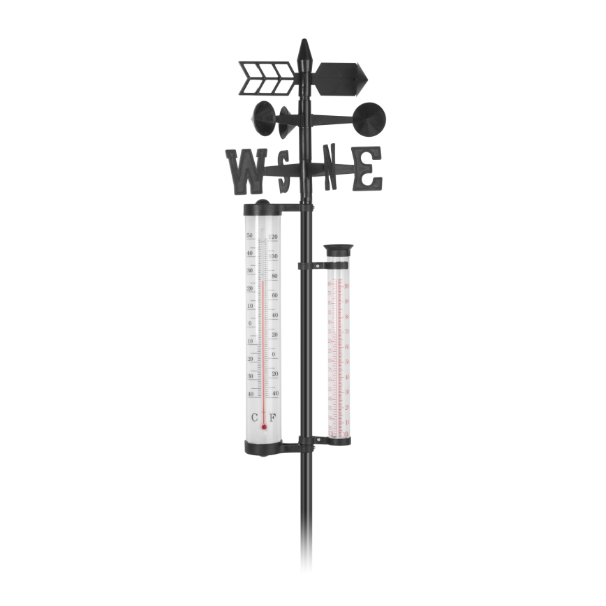 Záhradná meteorologická stanica 3v1 145 cm čierna