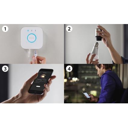 Základná sada Philips Hue STARTER KIT WHITE 3xE27/9W 2700K + Hue Bridge a stmievač