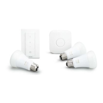 Základná sada Philips Hue STARTER KIT WHITE 3xE27/9W 2700K + Hue Bridge a stmievač