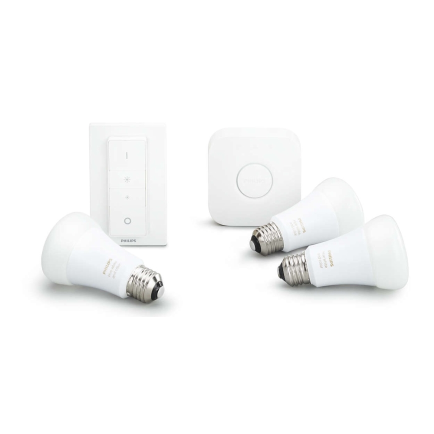 Základná sada Philips Hue STARTER KIT WHITE 3xE27/9W 2700K + Hue Bridge a stmievač