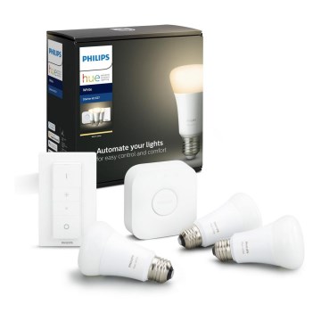 Základná sada Philips Hue STARTER KIT WHITE 3xE27/9W 2700K + Hue Bridge a stmievač