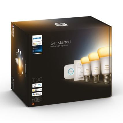 Základná sada Philips Hue White Ambiance 3xE27/11W 2200-6500K + zariadenie na prepojenie a diaľkové ovládanie