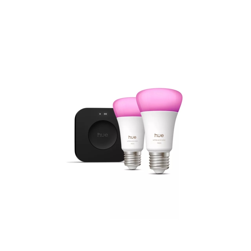 Základná sada Philips Hue WHITE AND COLOR AMBIANCE 2xE27/8,1W 1000-20000K  + zariadenie na prepojenie