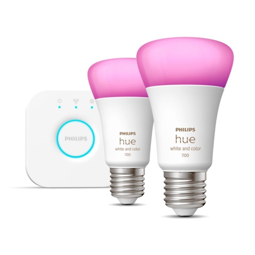 Základná sada Philips Hue WHITE AND COLOR AMBIANCE 2xE27/9W/230V 2000-6500K + Hue Bridge