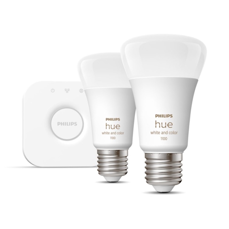 Základná sada Philips Hue WHITE AND COLOR AMBIANCE 2xE27/9W/230V 2000-6500K + zariadenie k prepojeniu