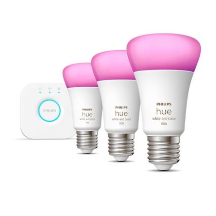 Základná sada Philips Hue WHITE AND COLOR AMBIANCE 3xE27/9W/230V 2000-6500K + Hue bridge