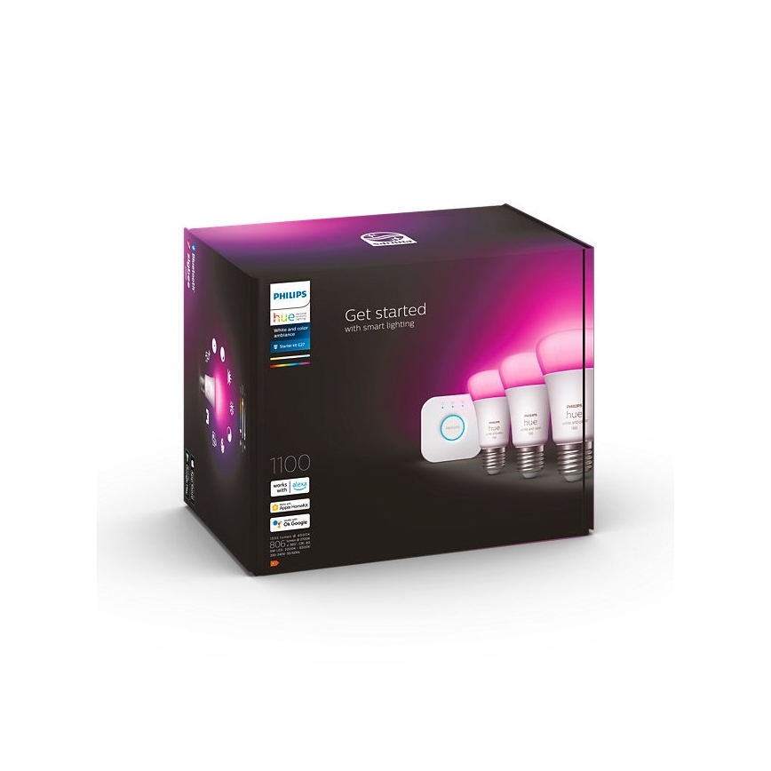 Základná sada Philips Hue WHITE AND COLOR AMBIANCE 3xE27/9W/230V 2000-6500K + Hue bridge