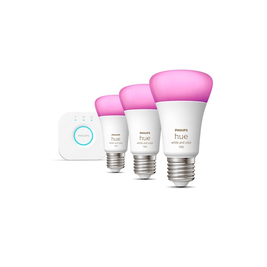 Základná sada Philips Hue WHITE AND COLOR AMBIANCE 3xE27/9W/230V 2000-6500K + zariadenie k prepojeniu