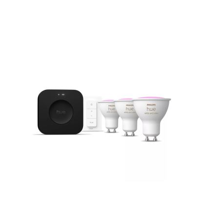 Základná sada Philips Hue WHITE AND COLOR AMBIANCE 3xGU10/4,2W 2000-6500K + prepojovacie zariadenie