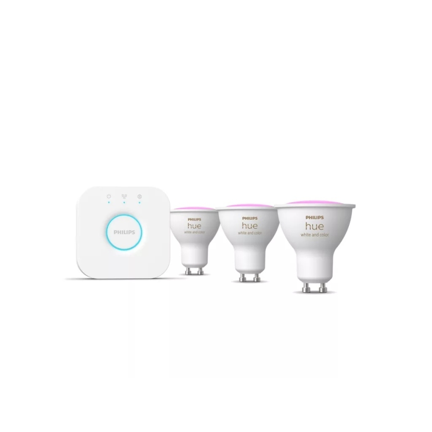 Základná sada Philips Hue WHITE AND COLOR AMBIANCE 3xGU10/4,2W/230V 2200-6500K + Hue bridge