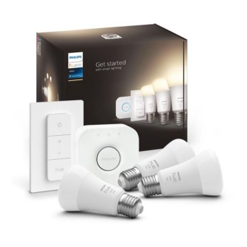 Základná sada Philips Hue WHITE 3xE27/9,5W 2700K + Hue Bridge a stmievač