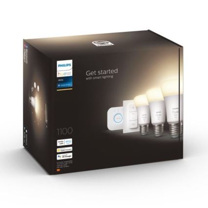 Základná sada Philips Hue WHITE 3xE27/9,5W 2700K + Hue Bridge a stmievač