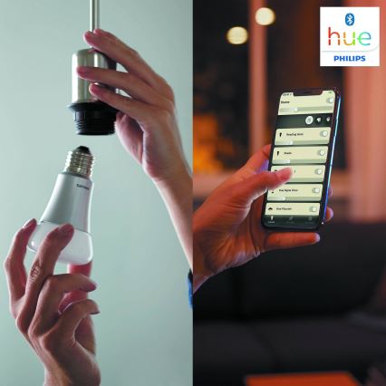 Základná sada Philips Hue WHITE AMBIANCE 2xE27/8W/230V + Hue Bridge a stmievací spínač