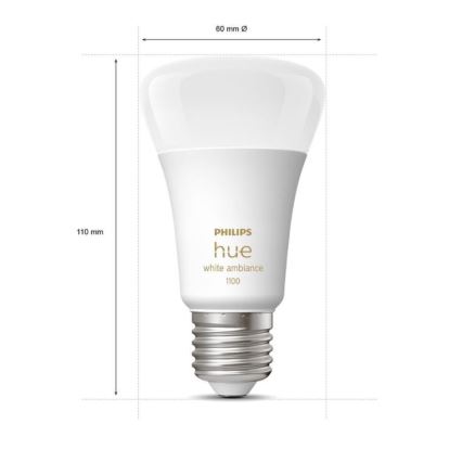 Základná sada Philips Hue WHITE AMBIANCE 2xE27/8W/230V + Hue Bridge a stmievací spínač