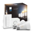 Základná sada Philips Hue WHITE AMBIANCE 2xE27/8W/230V + Hue Bridge a stmievací spínač