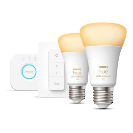 Základná sada Philips Hue WHITE AMBIANCE 2xE27/8W/230V + zariadenie k prepojeniu