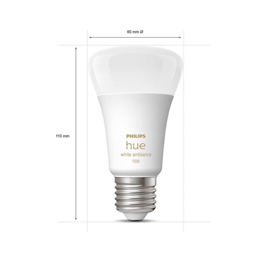 Základná sada Philips Hue WHITE AMBIANCE 2xE27/8W/230V + zariadenie k prepojeniu