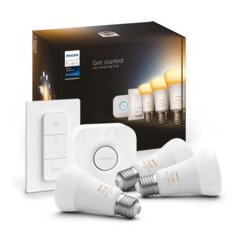 Základná sada Philips Hue White Ambiance 3xE27/11W 2200-6500K + Hue Bridge a stmievač